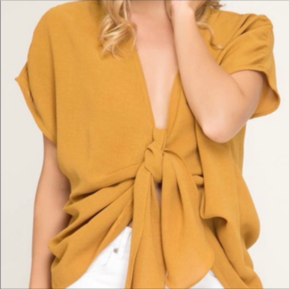 She + Sky Tie Front Blouse